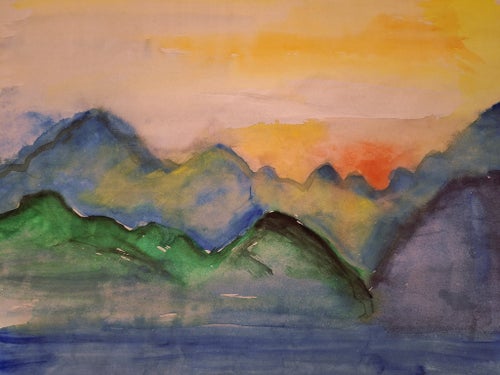 Abstract Watercolor Landscape by Christina Svensson Akvarellmålning