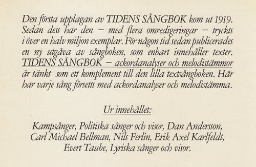 TIDENS SÅNGBOK. ACKORDANALYSER OCH MELODISTÄMMOR.