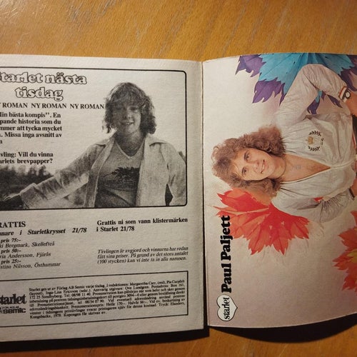 Starlet 1978 nr 34 Omslagsbild Marie, Paul Paljett, Hurriganes. Good plus