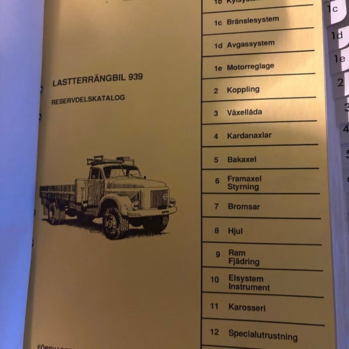 LASTTERRÄNGBIL 939 RESERVDELSKATALOG