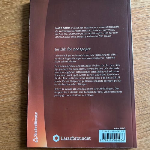 Juridik för pedagoger av Mare Erdis, 2006