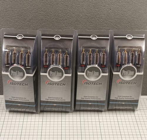 4 st 3m 2×RCA - 2×RCA Male/Male guldpläterade ISOTECH ProLine