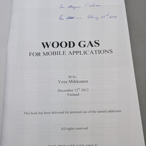 Wood Gas for Mobile Applications av M.Sc. Vesa Mikkonen