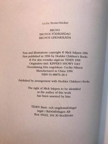 BRUNOS VINTERDAG Mick Inkpen 1996
