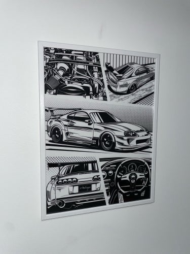 Toyota Supra MK4 tavla vit ram