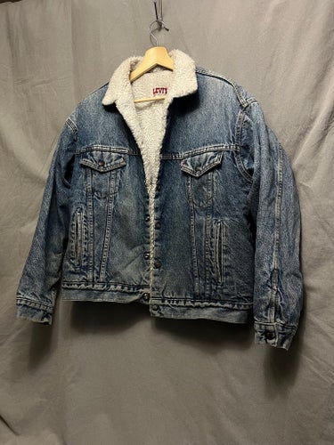 Vintage Levis Made in USA Sherpa Jeansjacka storlek Large