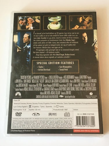 Face/off (Travolta/Cage, 1997). 1st inplastad DVD.