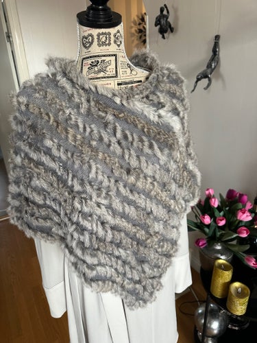 poncho, äkta pälsskinn, one size