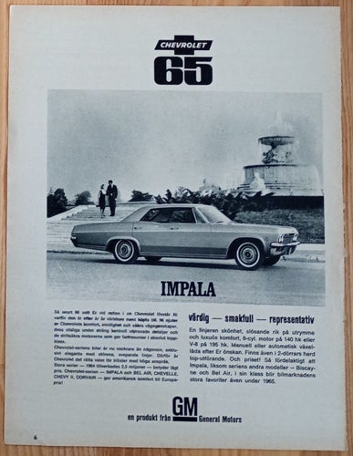 Härlig annons Chevrolet Impala 65