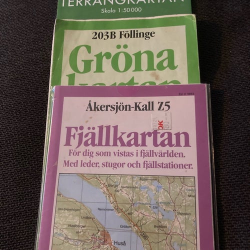 Fjällkartan Åkersjön-Kall Z5, Terrängkartan är 701 Föllinge, Gröna Kartan 203B