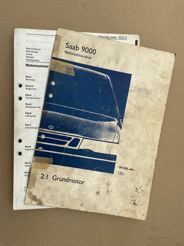 SAAB 9000 Verkstadshandbok Grundmotor M 1985-89-