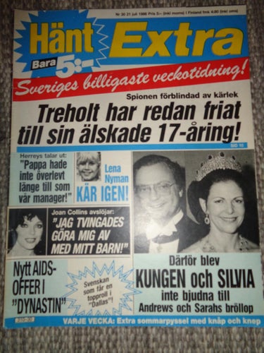 Hänt nr30 1986 Joan Collins Dynastin, Herreys, Måns Herngren, Arne Treholt