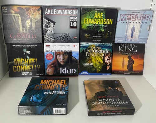 Ljudböcker med 10 böcker av Michael Connelly, Åke Edwardson, Stephen King,
