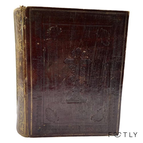 Antik Bibel år 1851 Biblia Heliga Skrift Gamla Nya Testamentet Bok Antique Old