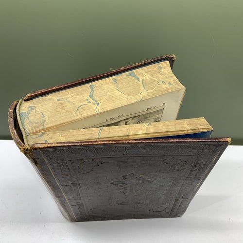 Antik Bibel år 1851 Biblia Heliga Skrift Gamla Nya Testamentet Bok Antique Old