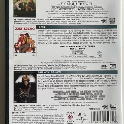 Out of Africa / The Sting / Three Days of the Condor (DVD)