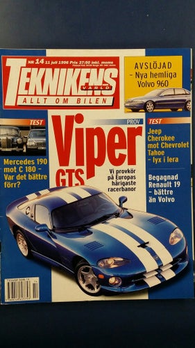 Teknikens Värld 14 1996: Dodge Viper, Jeep Grand Cherokee 5,2, Chevrolet Tahoe