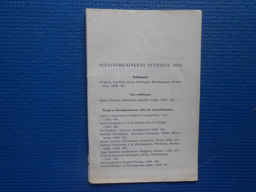 Avelsföreningen för svenska Ardennerhästar Årsredogörelse 1958