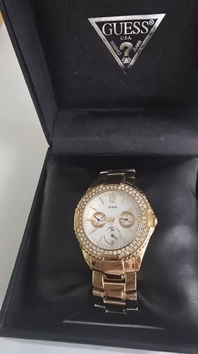 Guess Damklocka Guldpläterad med Strass