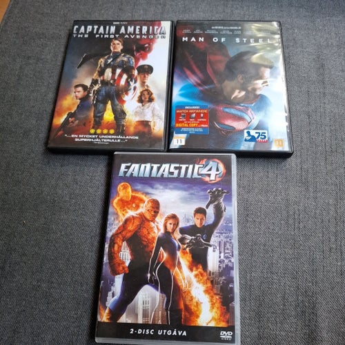 Captain America, Man of Steel, Fantastic 4 - 3 filmer