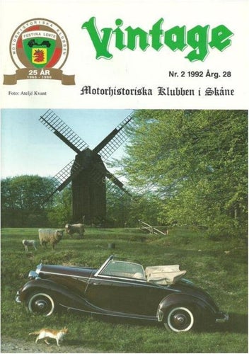 VINTAGE NR 2 1992 - MOTORHISTORISKA KLUBBEN I SKÅNE