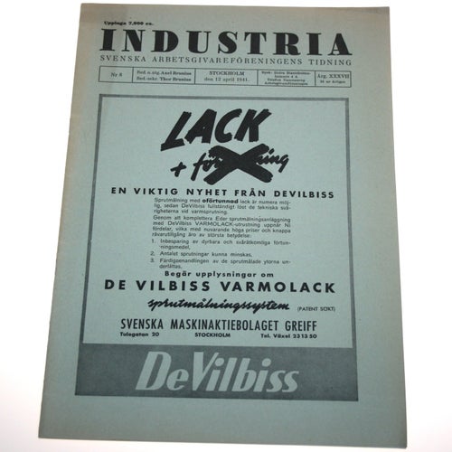 Industria svenska arbetsgivareföreningens tidning - den 12 april 1941 - NR 8