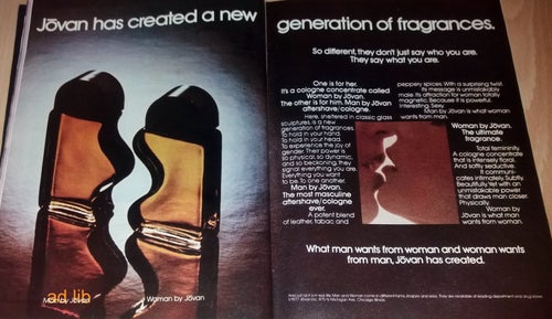JOVAN - FRAGRANCES, REKLAM AD STOR TIDNINGSANNONS 1977