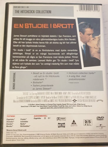 Vertigo - En Studie i Brott (1958) - Alfred Hitchcock Collection - DVD