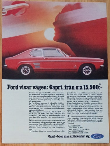 Härlig annons Ford Capri