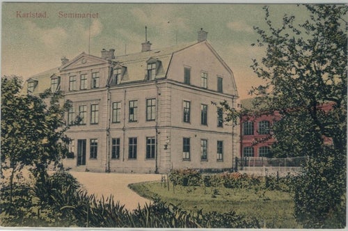 Landön NSt 33 på brevkort 27.4.1918 (vy Seminariet, Karlstad)