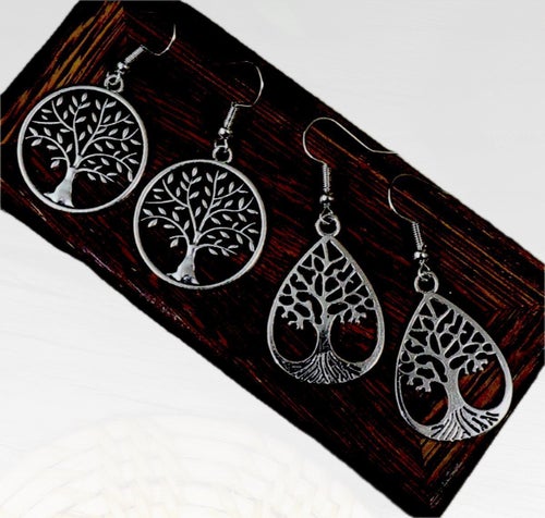Runda Silver livets träd cirkel NEW IN! ÖRHÄNGE