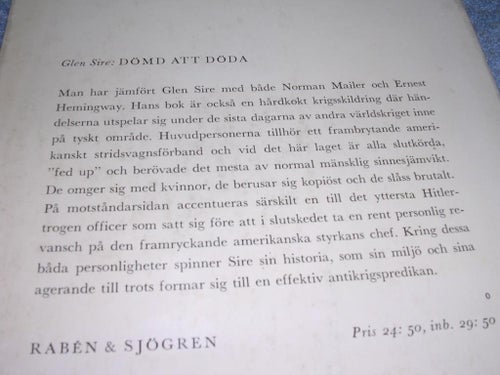 Glen Sire - Dömd att döda (sv 1a) 1961 roman andra världskrigt pansarkompani