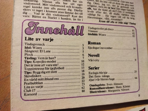 Starlet 1980 nr 12 Omslagsbild Mia, idol Wizek. Very Good plus