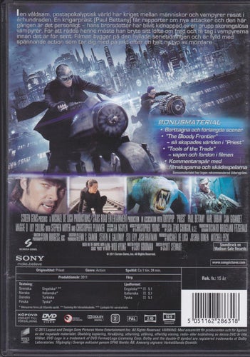 DVD / Priest / Unrated / Paul Bettany, Maggie Q, Cam Gigandet / Nära nyskick