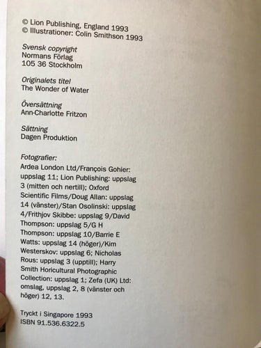Skapelsen under VATTEN Bonita Searle-Barnes Colin Smithson 1993