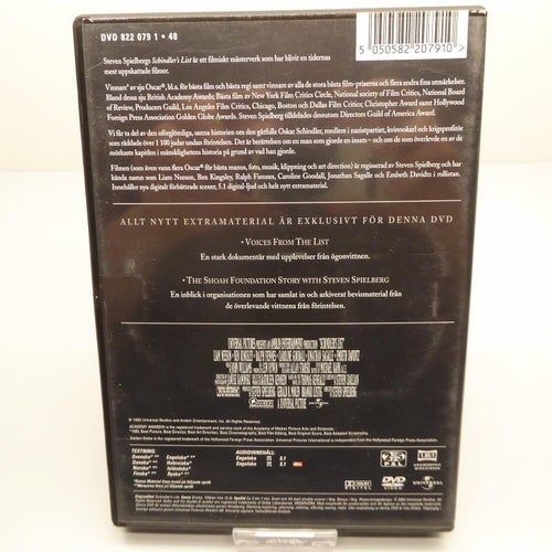 Schinderler´s List - Region 2, DVD-film, Svensk text, Fint skick