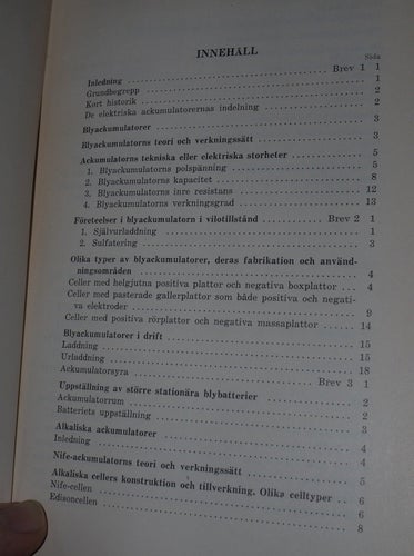 Elektriska ackumulatorer NKI 1952 Elektrisk ackumulator batteri batteriteknik