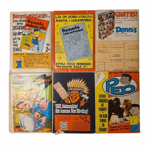 Dennis – 6 serietidningar | Nr 2, 4, 7, 8, 13 & 16 | Svenska klassiska serier