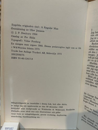 En säregen man av J. P Donleavy, bok, Fine