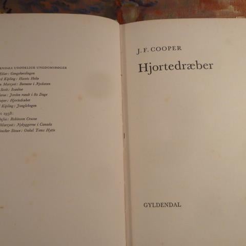 HJORTEDRÆBER, J. F. COOPER, BOG, BOK PÅ DANSKA