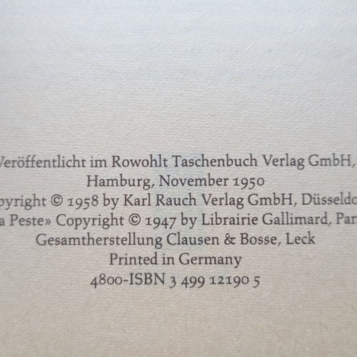 Die Pest, Pesten av Albert Camus, på tyska.