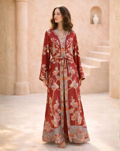 Brahmaki River of Roses Maxi Kaftan XS 130 cm + Byxa XS 75 cm + bow 140 cm.