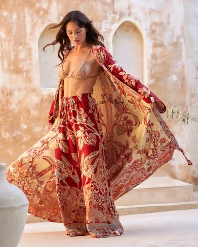 Brahmaki River of Roses Maxi Kaftan XS 130 cm + Byxa XS 75 cm + bow 140 cm.