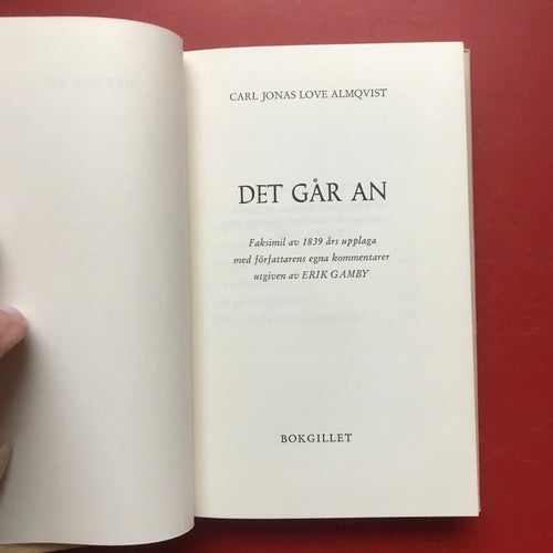 DET GÅR AN Carl Jonas Love Almqvist 1965
