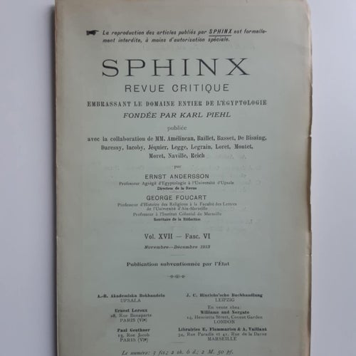 Sphinx Revue Critique, Karl Piehl, 1913