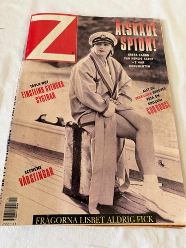 Z tidning. Greta Garbo. Sept 1989. Mycket gott skick