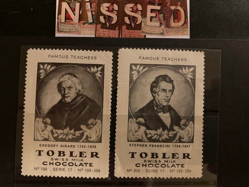2 st reklam brevmärke .Nr 17 Tobler milk chokolate