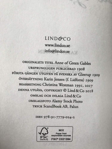 ANNE PÅ GRÖNKULLA L.M. Montgomery 2018