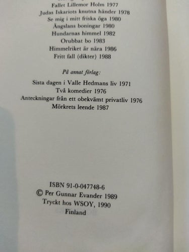 Medan dagen svalnar av Per Gunnar Evander. Very Fine+