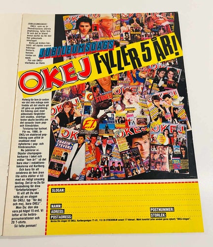 Tidningen OKEJ ! Nr  2 / 3  - 1986 . Med posters !